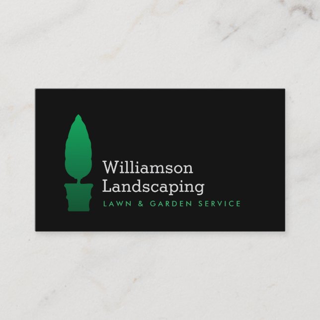 Landscaping, Gardening Green Topiary Logo II Business Card (Front)