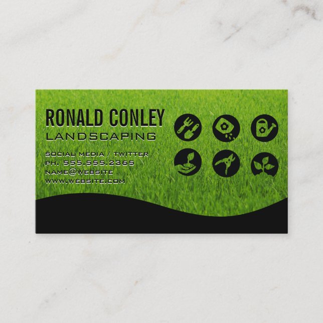 Landscaping Gardening Tools | Grass Business Card (Front)