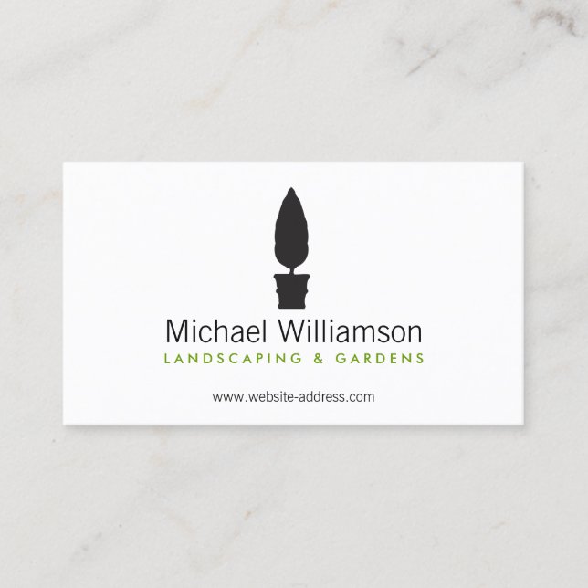 Landscaping, Gardening Topiary Logo Business Card (Front)