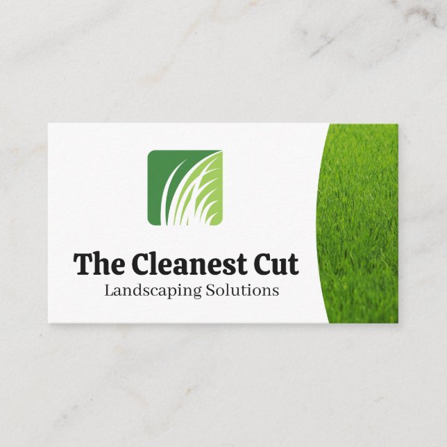 Landscaping Grass Logo | Lawn Care Business Card (Front)