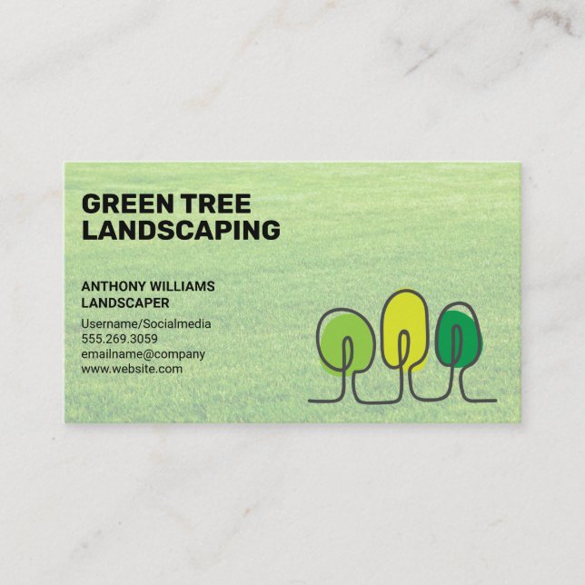 Landscaping | Grass | Tree Logo Business Card (Front)