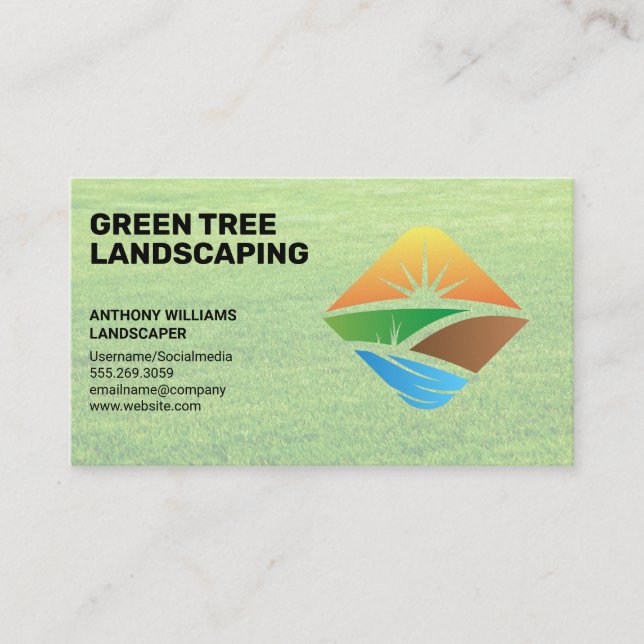 Landscaping | Grassland | Outdoor Logo Business Card (Front)