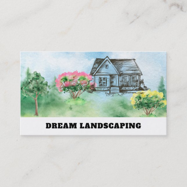 *~* Landscaping Green Grass Modern Lawn Care Business Card (Front)