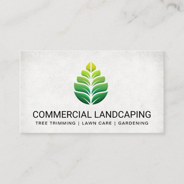 Landscaping Green Leaf Logo | Gardening  Business Card (Front)