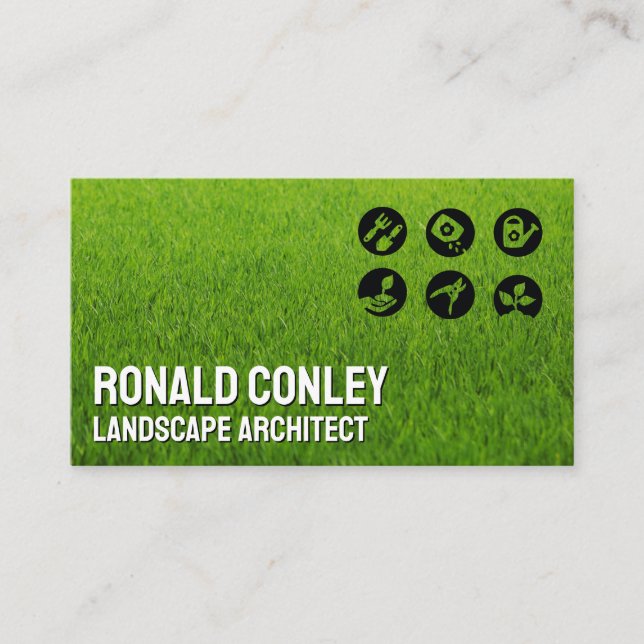 Landscaping Icons | Grass Business Card (Front)