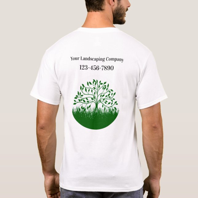 Landscaping Lawn Business Logo Work Tee Shirts (Back)