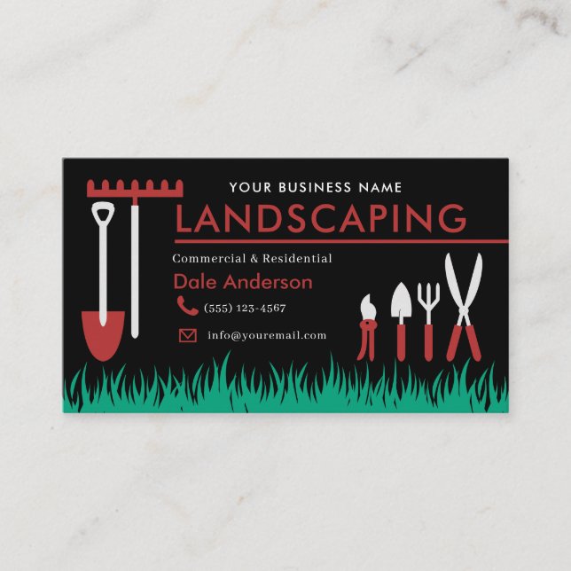 Landscaping Lawn Care Business Card (Front)
