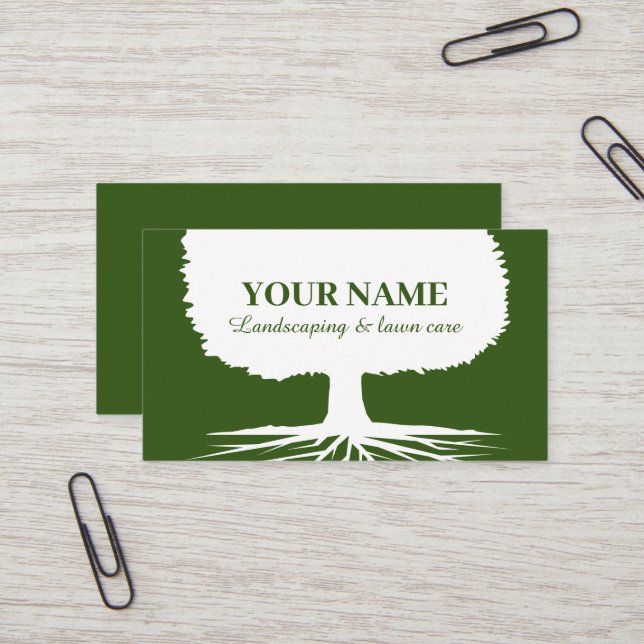 Landscaping & lawn care business card template (Front/Back In Situ)
