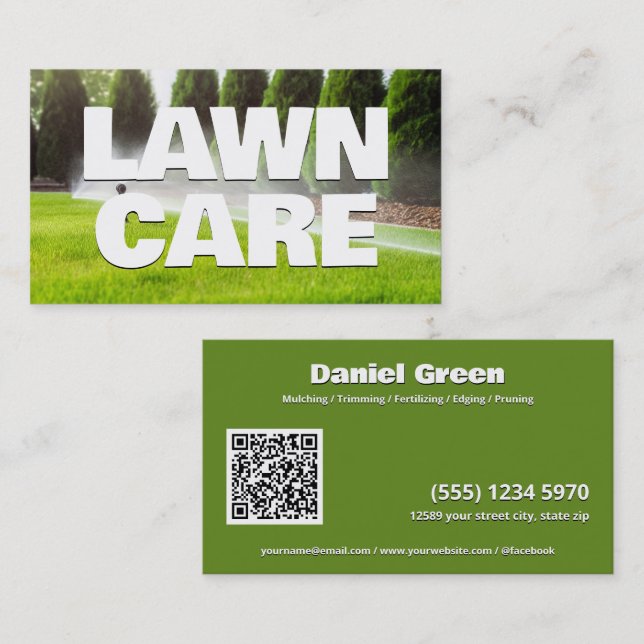 Landscaping Lawn Care Custom QR Business Card (Front/Back)