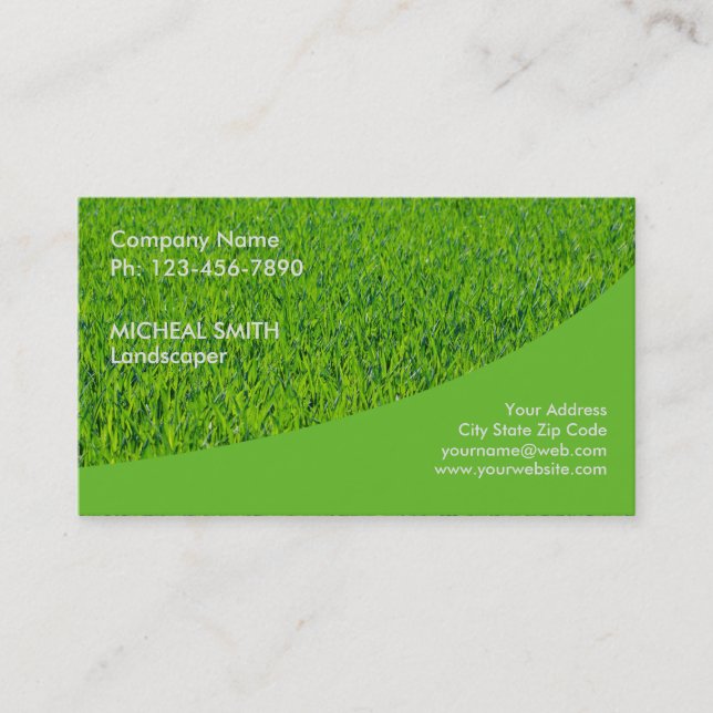 Landscaping Lawn Care Gardener Business Card (Front)