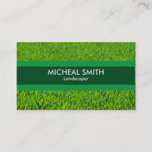 Landscaping Lawn Care Gardener Business Card (Front)