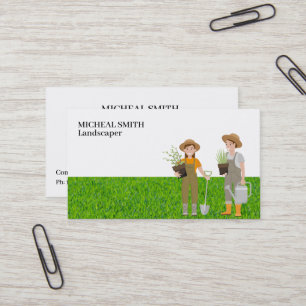 Landscaping Lawn Care Gardener Business Card