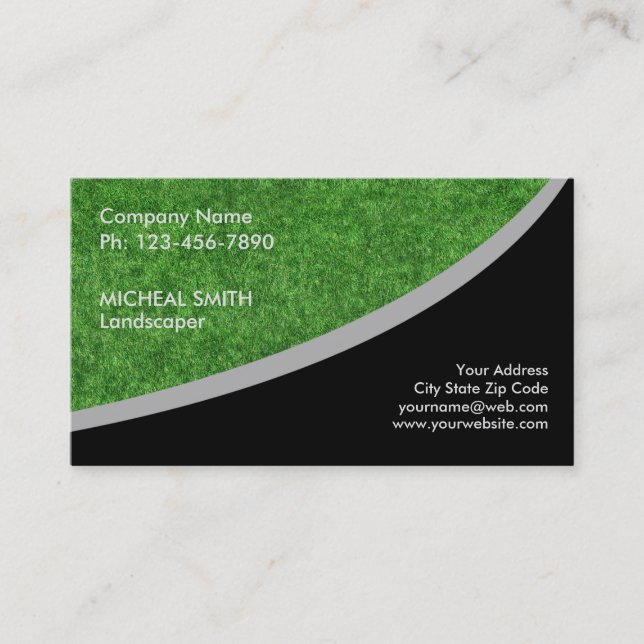 Landscaping Lawn Care Gardener Business Card (Front)
