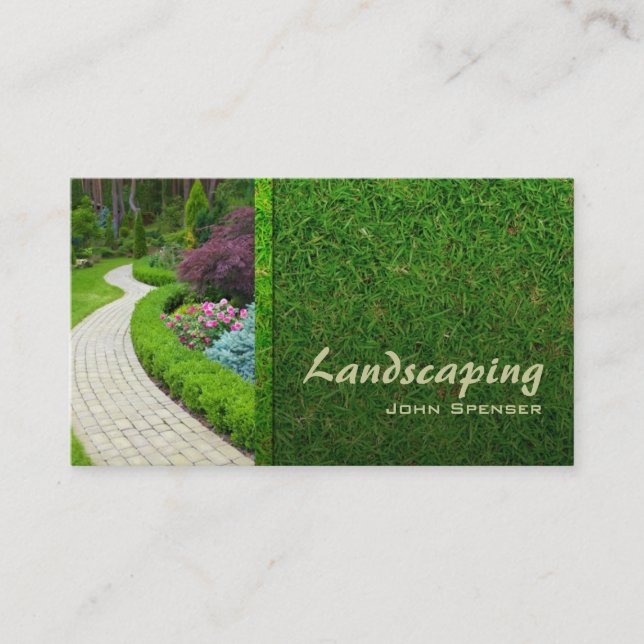 Landscaping Lawn Care Gardener Business Card (Front)