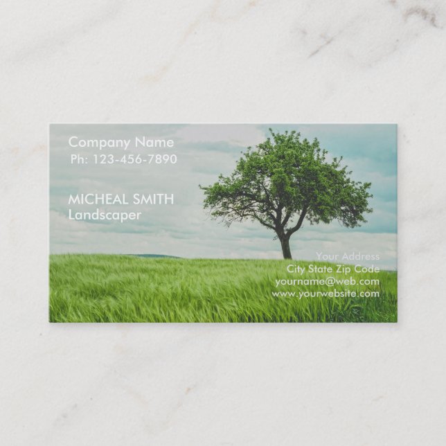 Landscaping Lawn Care Gardener Business Card (Front)
