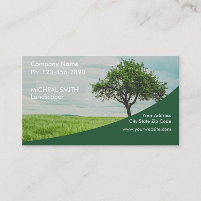 Landscaping Lawn Care Gardener Business Card (Front)
