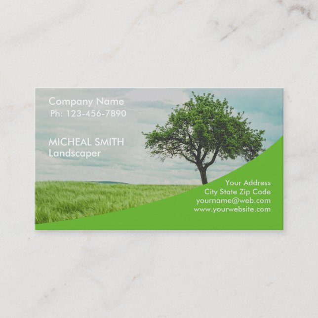 Landscaping Lawn Care Gardener Business Card (Front)