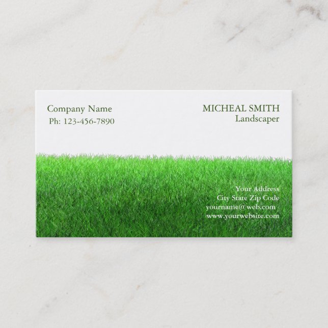 Landscaping Lawn Care Gardener Business Card (Front)