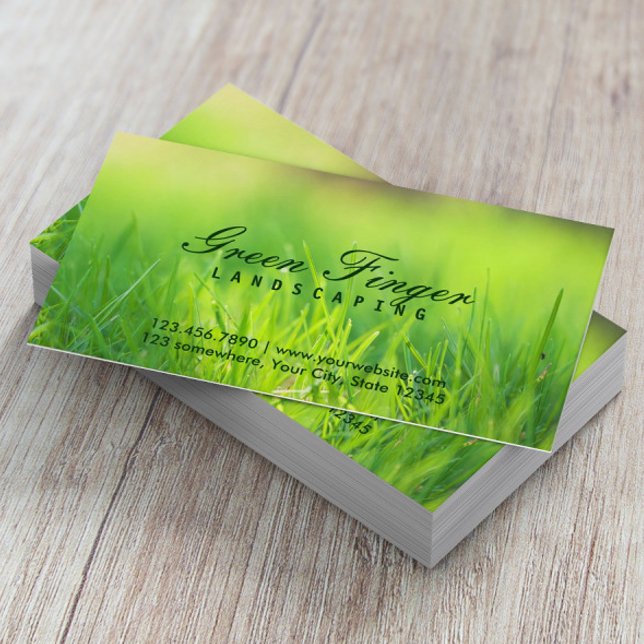 Landscaping & Lawn Care Green Finger Business Card (Creator Uploaded)