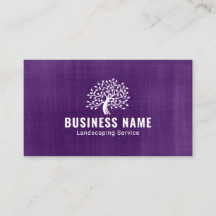 Landscaping & Lawn Care Tree Logo Vintage Purple Business Card