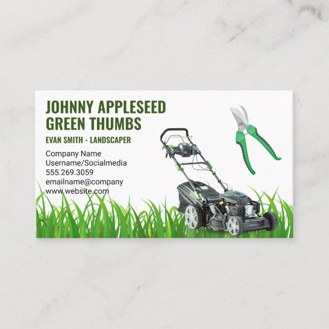 Landscaping | Lawn Mower and Shears Business Card (Front)