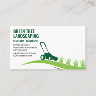 Landscaping   Lawn Mower Cutting Grass Business Card