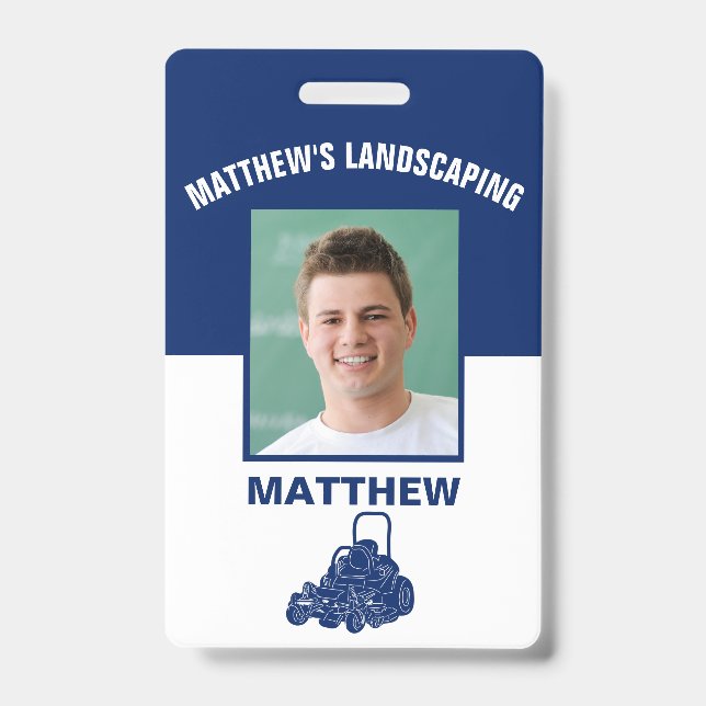 Landscaping Lawn Mowing Business Nametag ID Badge (Front)