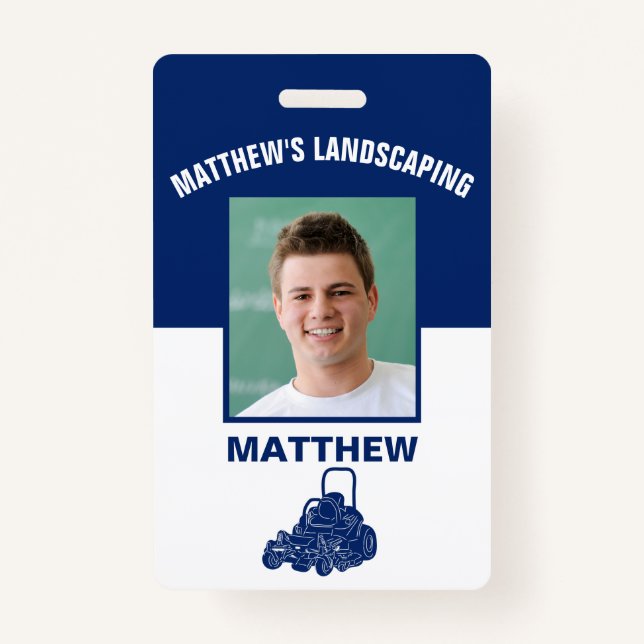 Landscaping Lawn Mowing Business Nametag ID Badge (Front)