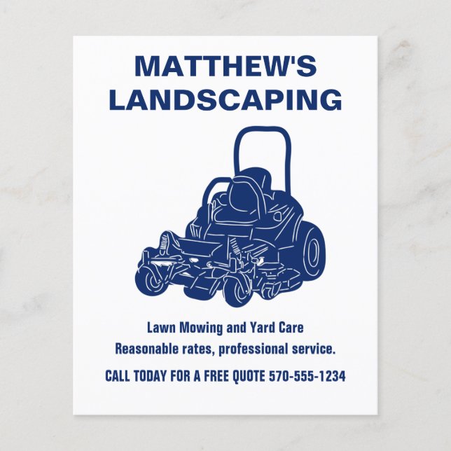 Landscaping Lawn Mowing Commercial Mower Small Flyer (Front)