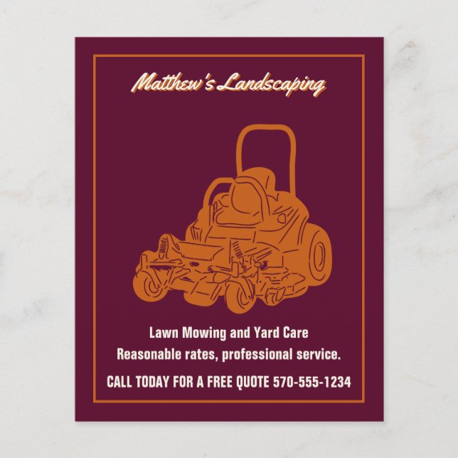 Landscaping Lawn Mowing Commercial Mower Small Flyer (Front)