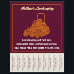 Landscaping Lawn Mowing Flyer with Tear off Strips<br><div class="desc">Get the word out about your landscaping or lawn mowing business with these eye-catching flyers. They feature an illustration of a commercial lawn mower with a bold and attractive maroon, orange and cream color scheme. Perfect for hanging up in coffee shops, community centers and on other bulletin boards to help...</div>