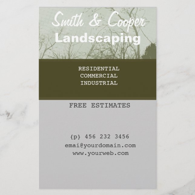 Landscaping Lawn Yard Gardening Care Personalised Flyer (Front)
