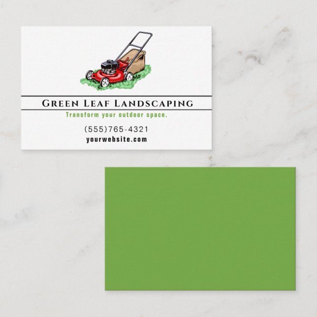 Landscaping Lawnmower Garden Service Business Card (Front/Back)