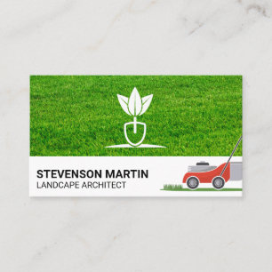 Landscaping Logo Cut Grass Lawn Mower Business Card