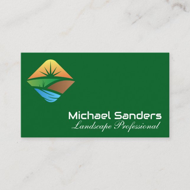 Landscaping Logo | Sun Business Card (Front)