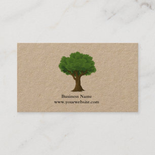Landscaping Minimalist Green Tree Kraft (printed) Business Card