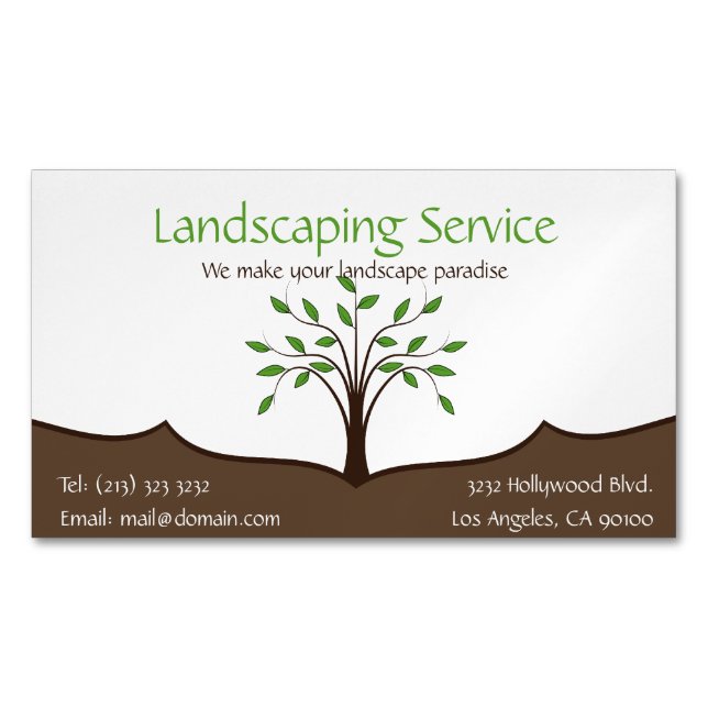 Landscaping Service Magnetic Business Cards (Front)