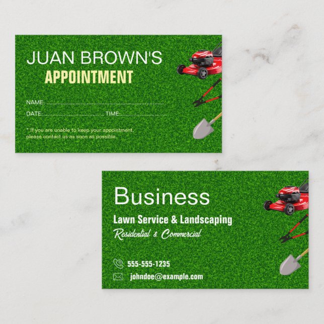 Landscaping Services | Lawn Care & Garden Design Appointment Card (Front/Back)