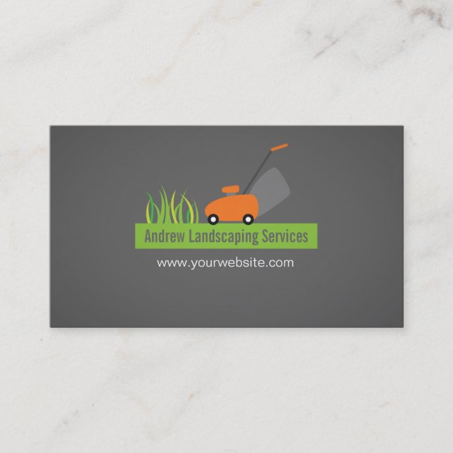 Landscaping Services, Lawn Mower Business Card (Front)