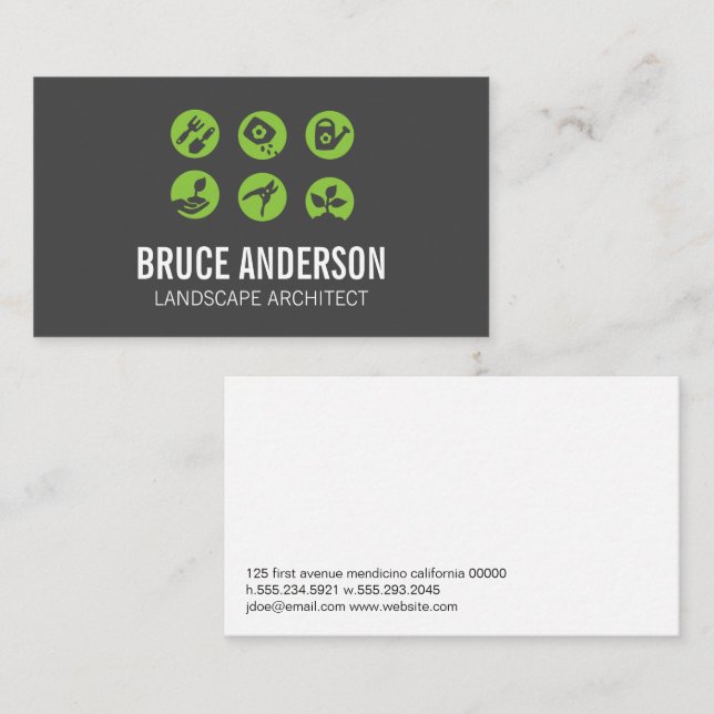 Landscaping Tools Icons Business Card (Front/Back)