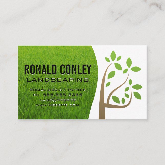Landscaping Tree Stylised Icon Business Card (Front)