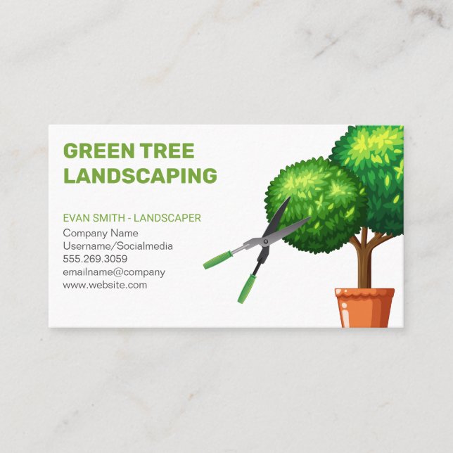 Landscaping | Tree Trimming Topiary Business Card (Front)
