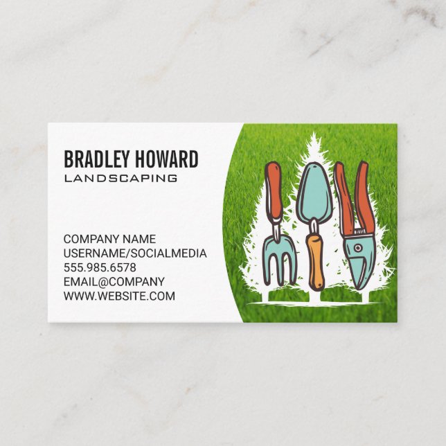 Landscaping | Trees | Gardening Tools Business Card (Front)