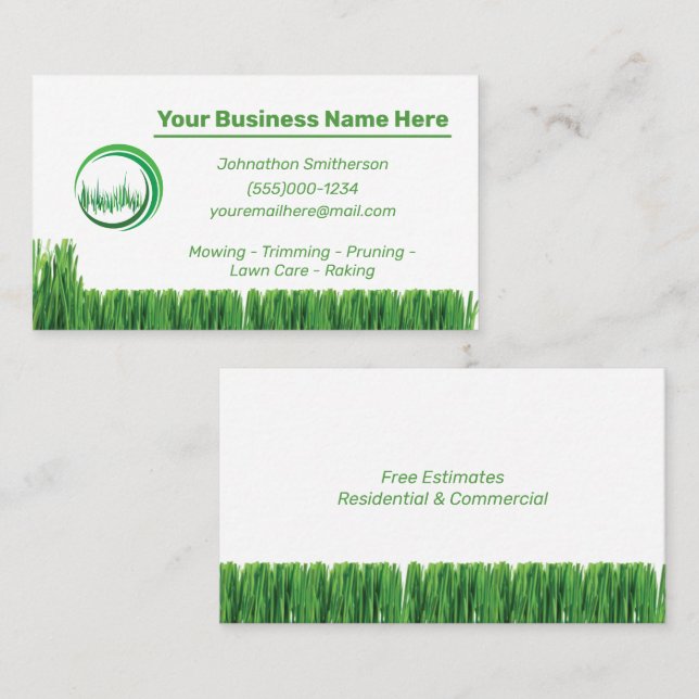 Landscaping Yard Maintenance Lawn Care Business Ca Business Card (Front/Back)