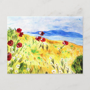 Landschaft mit Mohn Postcard
