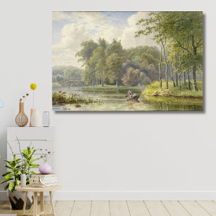 Landschap met Figuren in een Roeibootje Vintage Canvas Print
