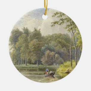 Landschap met Figuren in een Roeibootje Vintage Ceramic Tree Decoration