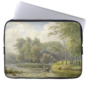 Landschap met Figuren in een Roeibootje Vintage Laptop Sleeve