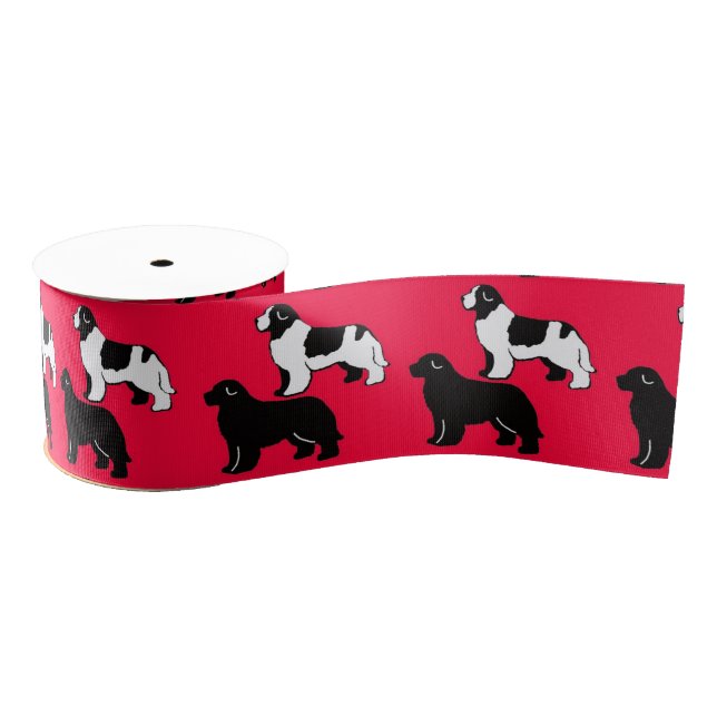 Landseer and Black Newfies Ribbon Grosgrain Ribbon (Spool)