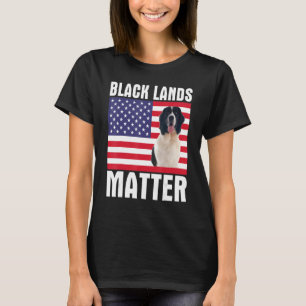 Landseer Dog With Us Flag 4th Of July Day Black La T-Shirt